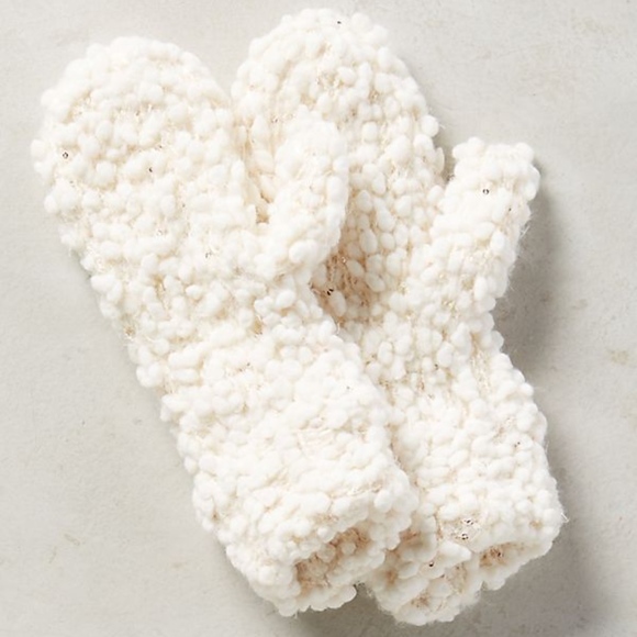 Anthropologie Accessories - Anthropologie Cream Sherpa Fleece Lined Mittens